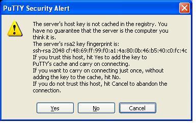 PuTTY Security Alert