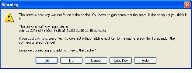 WinSCP Warning
